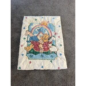 Vintage Noahs Ark Baby  Crib Comforter Sheet  Dundee Natural Basics Cotton